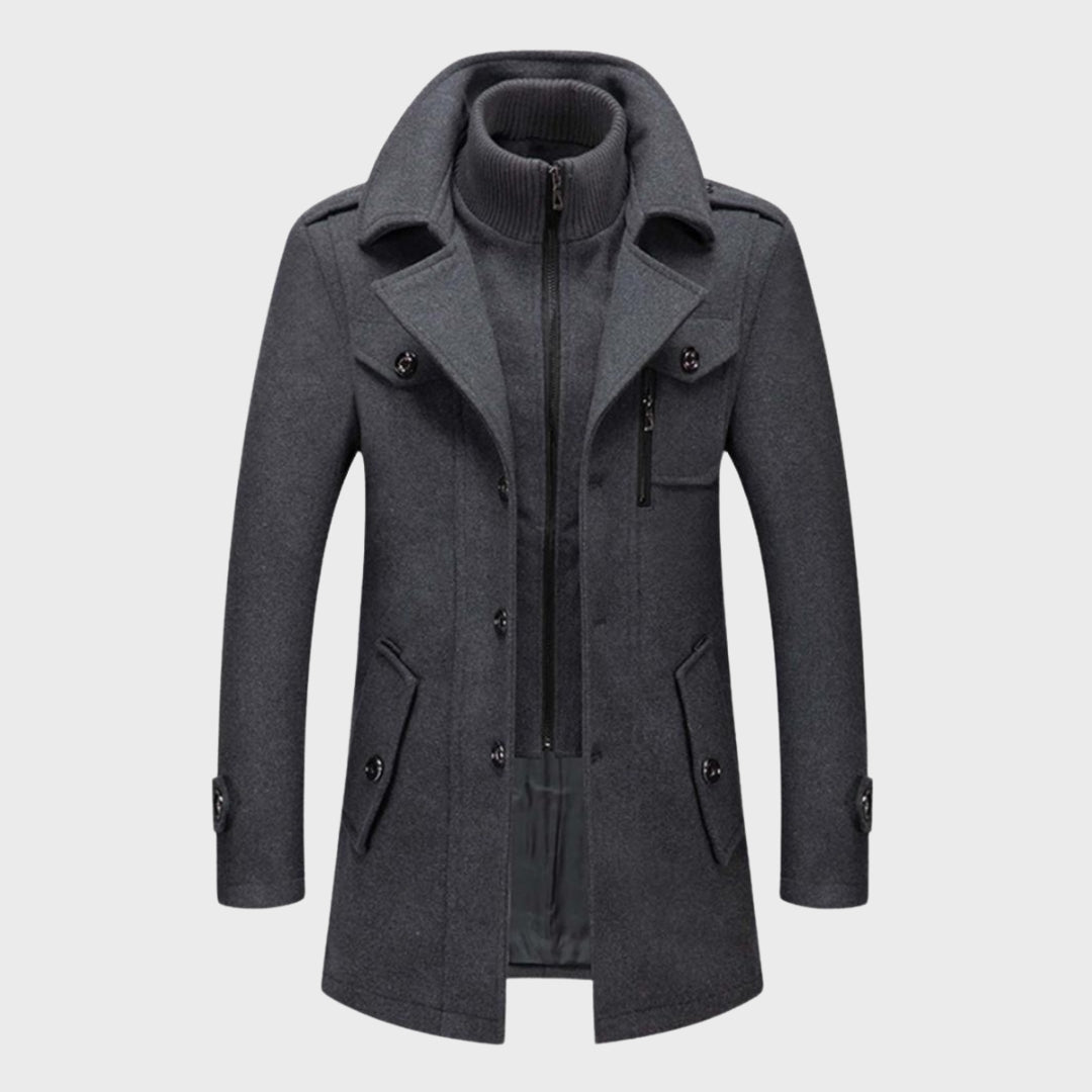 Cian | abrigo largo de hombre con cuello doble y botones