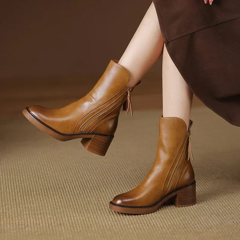 Sonia | botines de tacón grueso con cremallera lateral