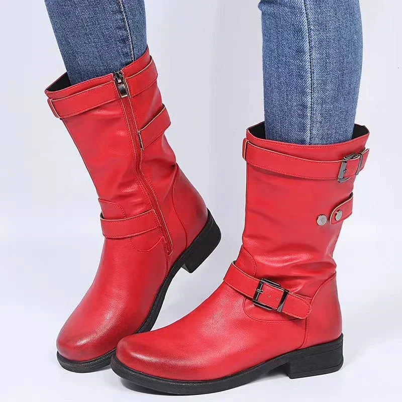 Nuria | botas de media caña con hebillas y cremallera lateral