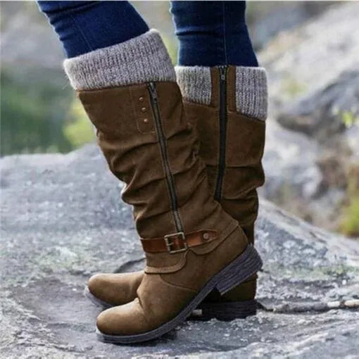 Eva | botas de media caña con puño tipo calcetín y hebilla