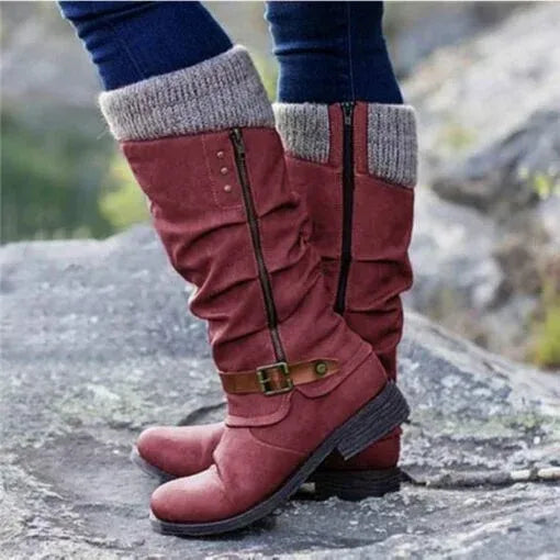 Eva | botas de media caña con puño tipo calcetín y hebilla