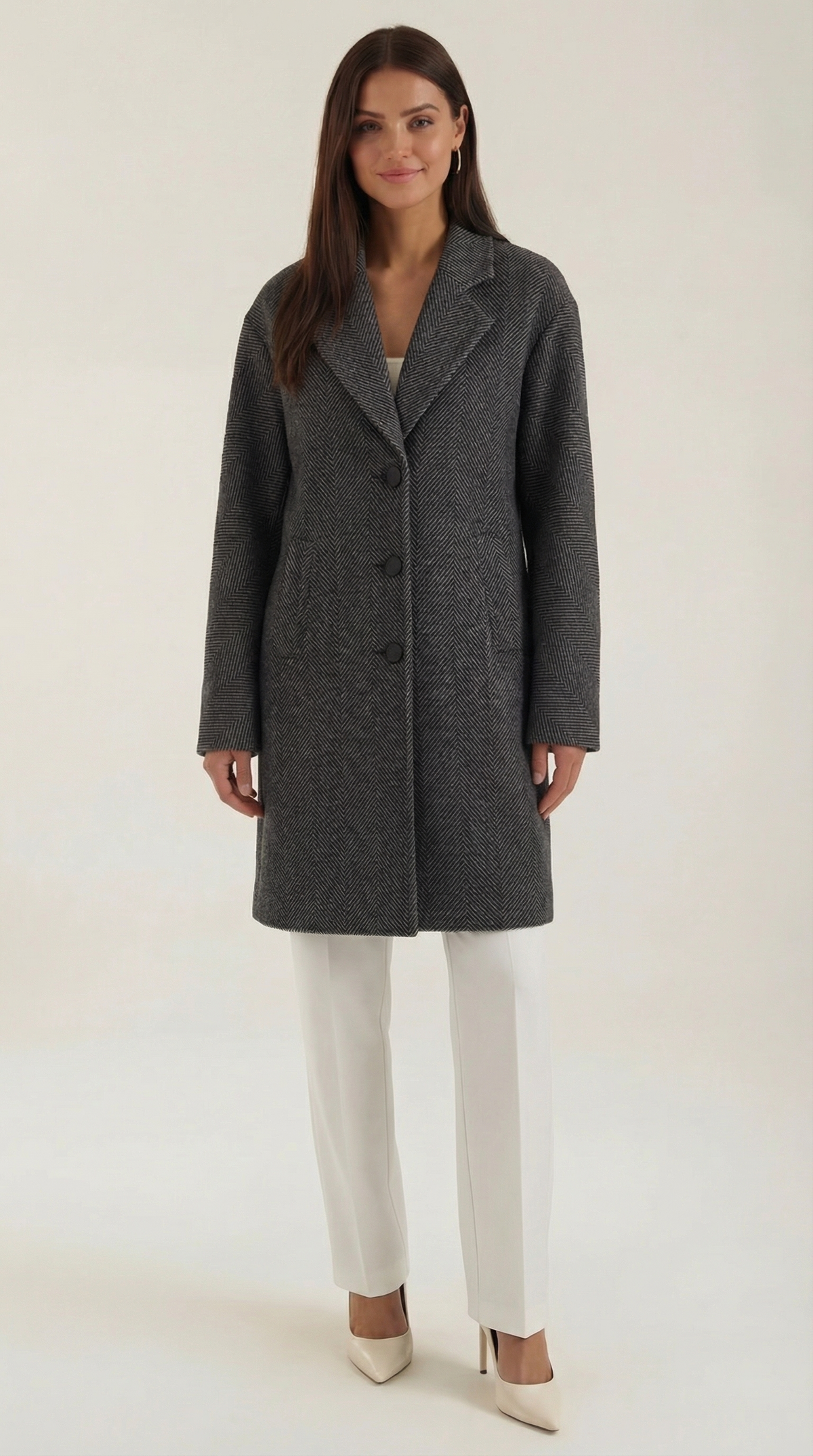 Amparo | trench largo de corte clásico en gris oscuro