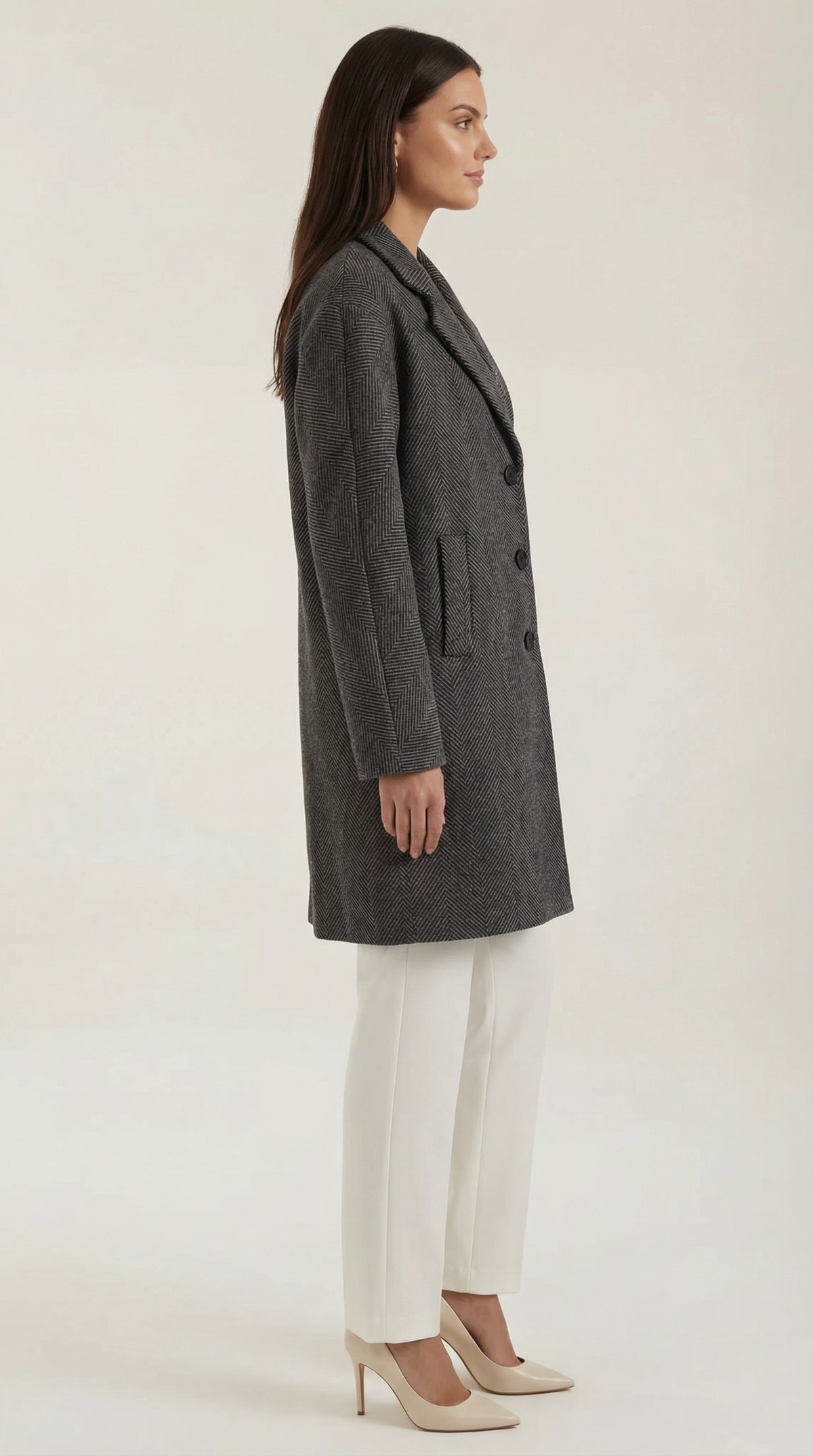 Amparo | trench largo de corte clásico en gris oscuro