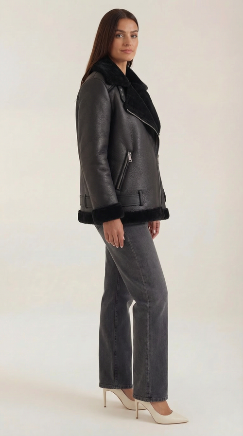 Ana | chaqueta con cinturón en el bajo y detalles de cremallera
