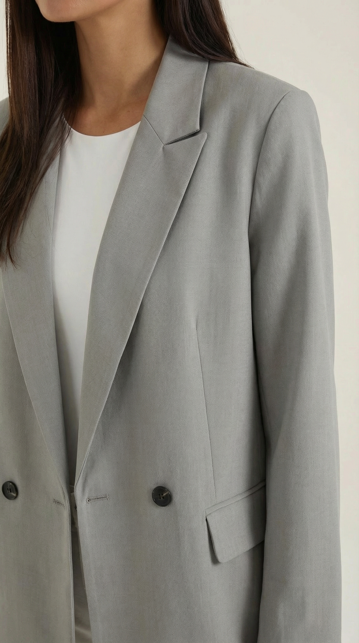 Susana | blazer largo con cintura marcada y hombreras discretas