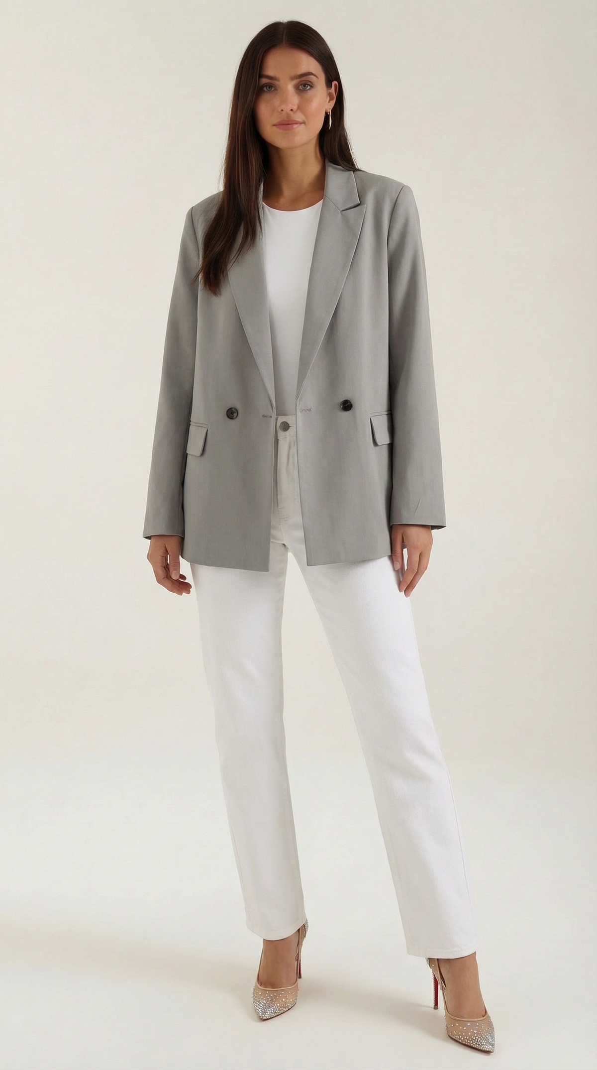 Susana | blazer largo con cintura marcada y hombreras discretas