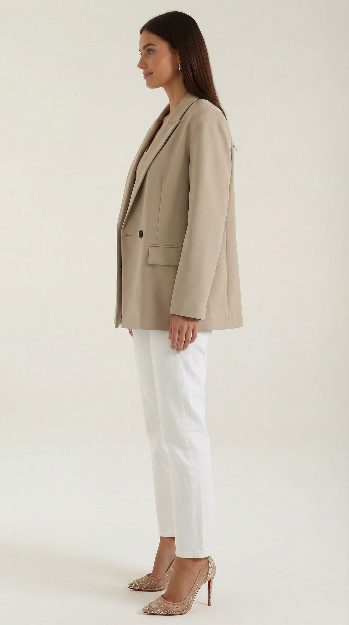 Susana | blazer largo con cintura marcada y hombreras discretas