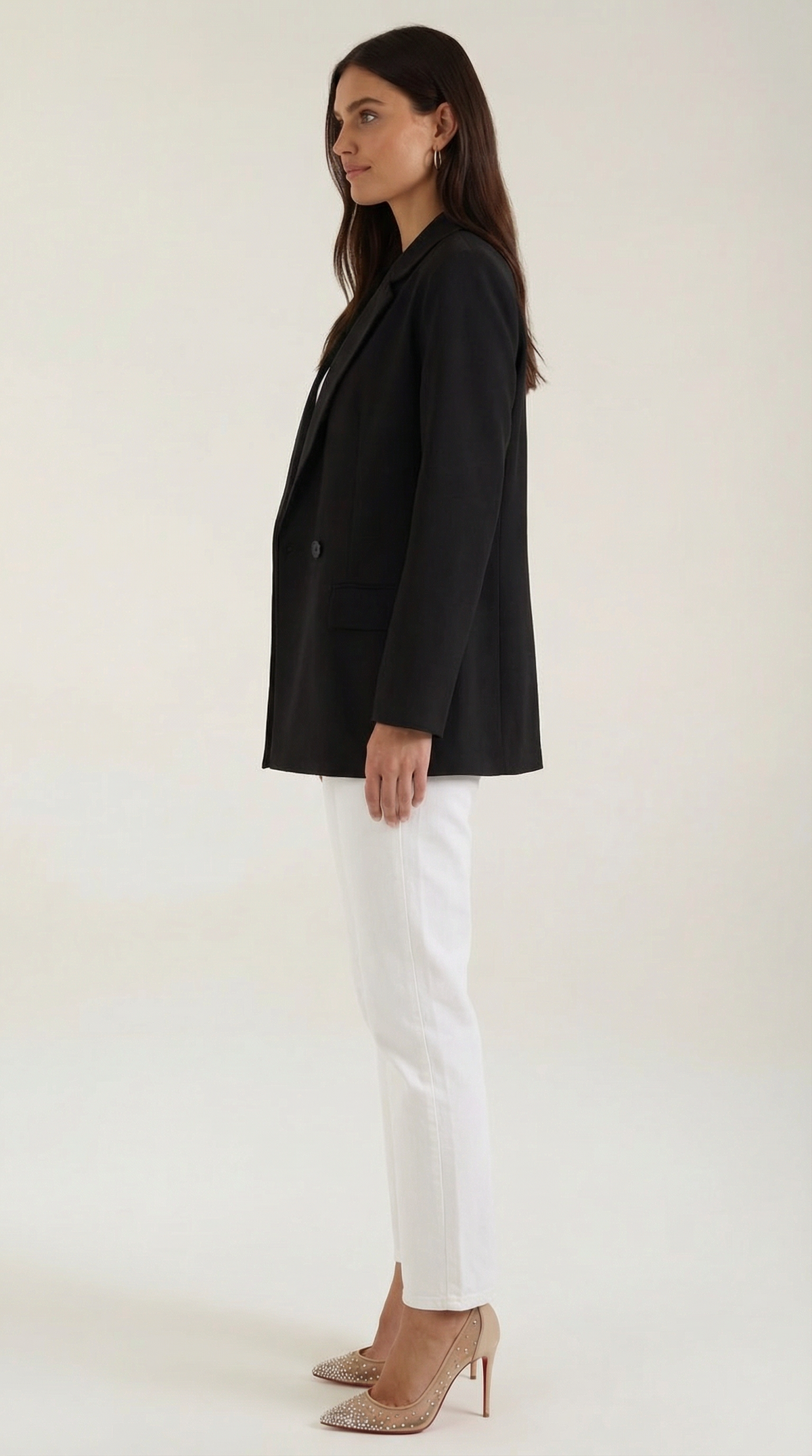 Susana | blazer largo con cintura marcada y hombreras discretas