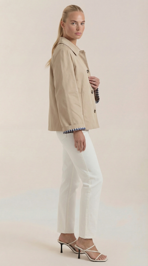 Carmen | trench con forro a rayas y detalles en las mangas