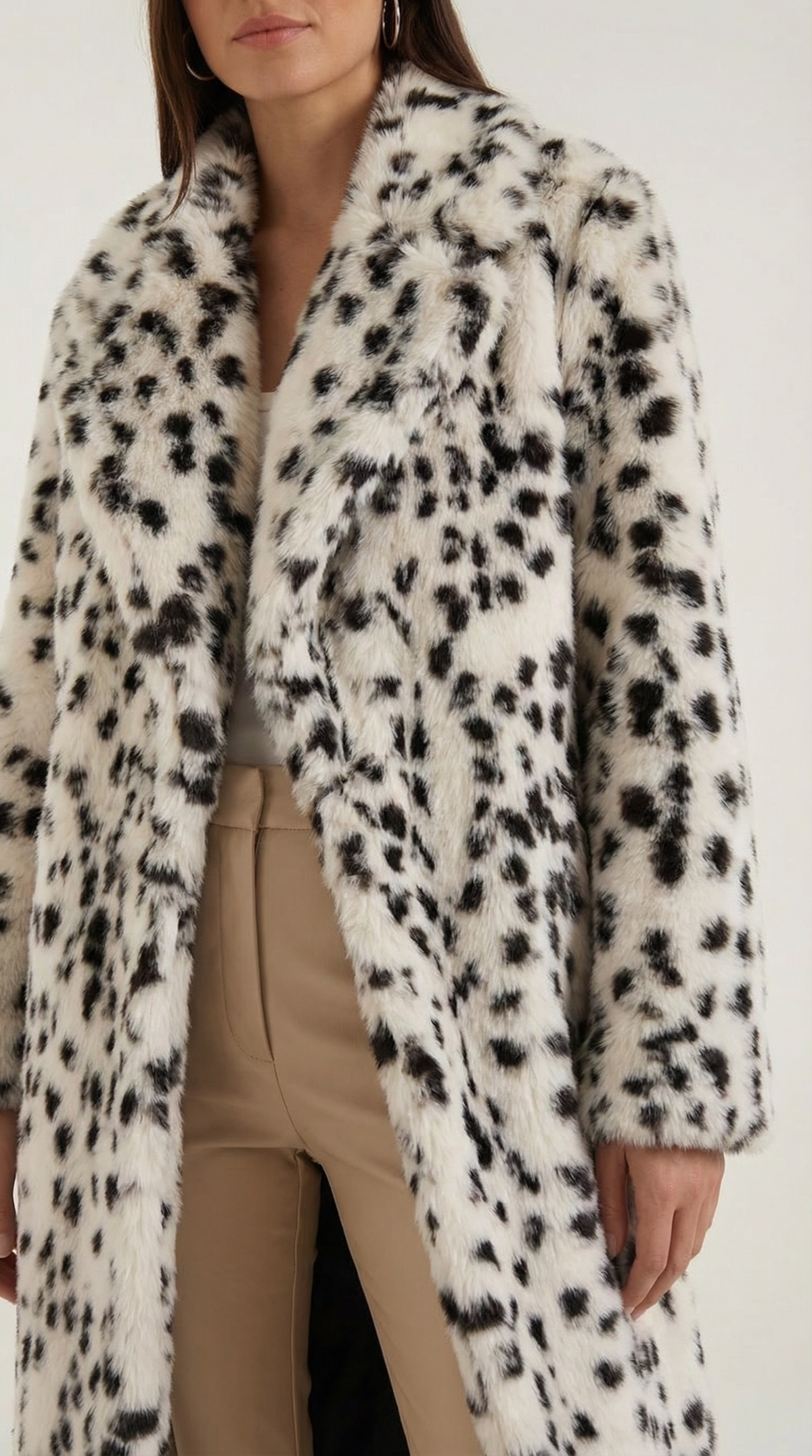 Yolanda | chaqueta larga con estampado de leopardo de nieve y cuello grande