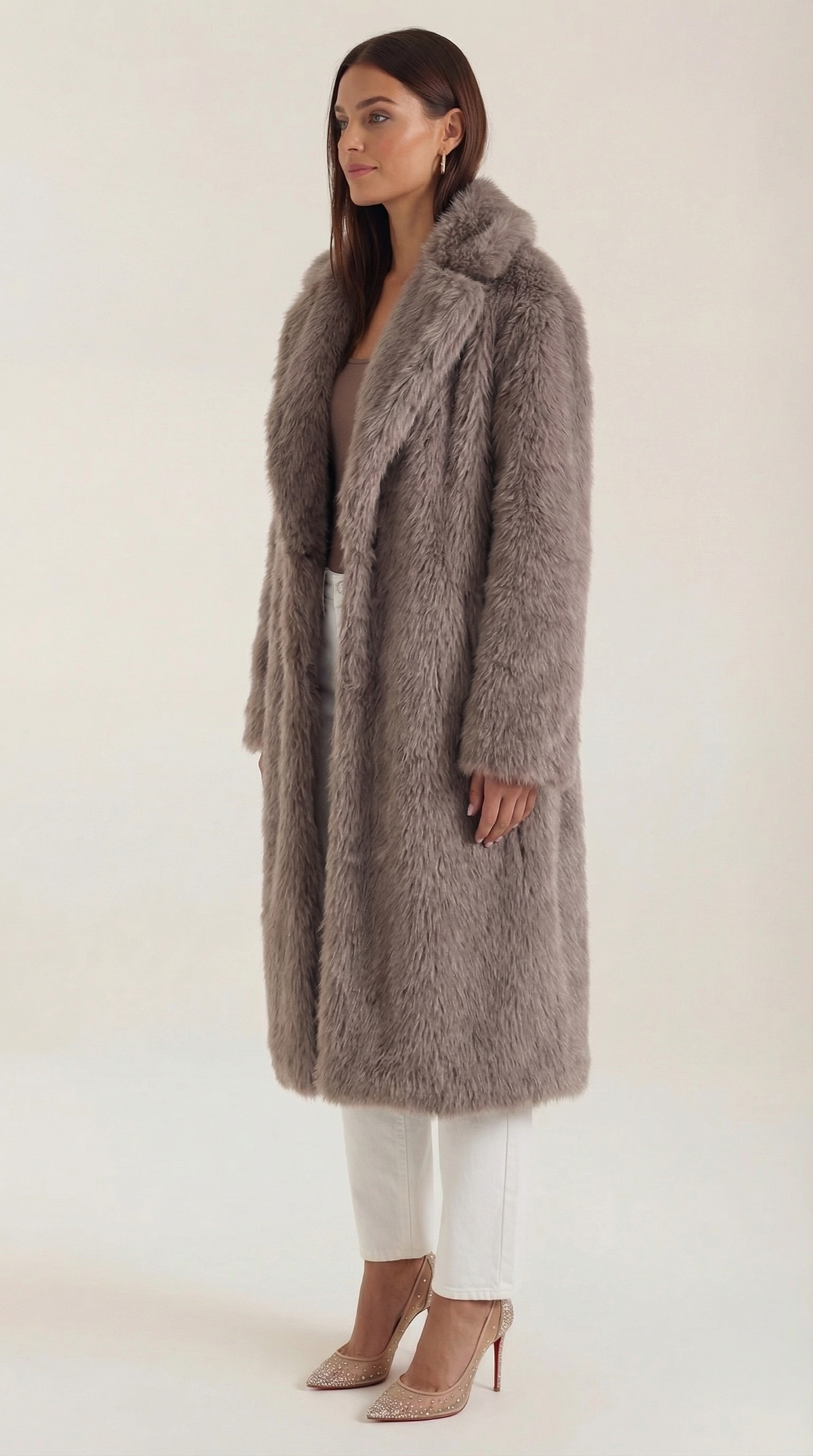 Paula | chaqueta larga de estilo peludo con solapas grandes