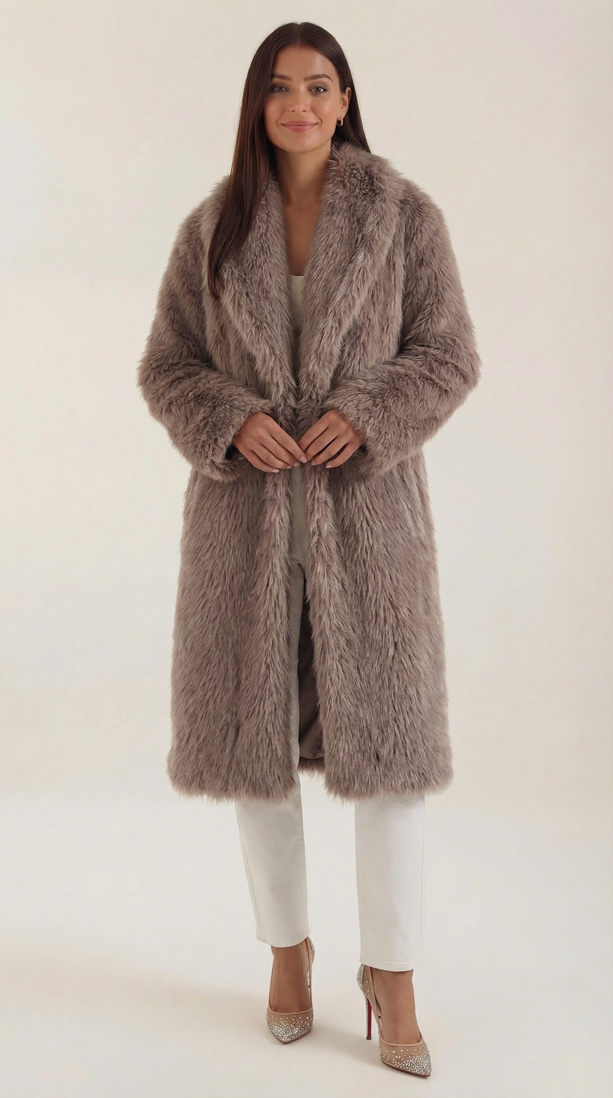 Paula | chaqueta larga de estilo peludo con solapas grandes