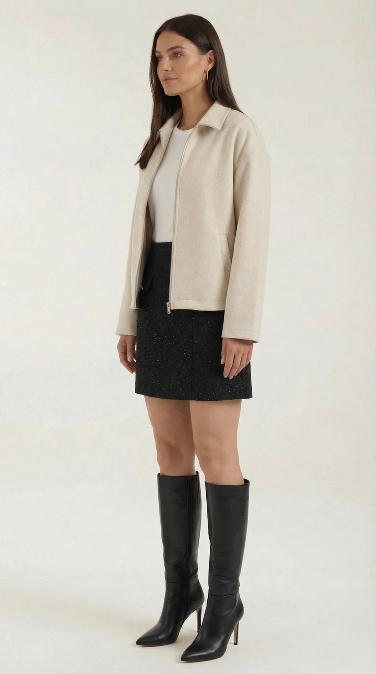 Eva | chaqueta con cremallera frontal continua y cuello clásico