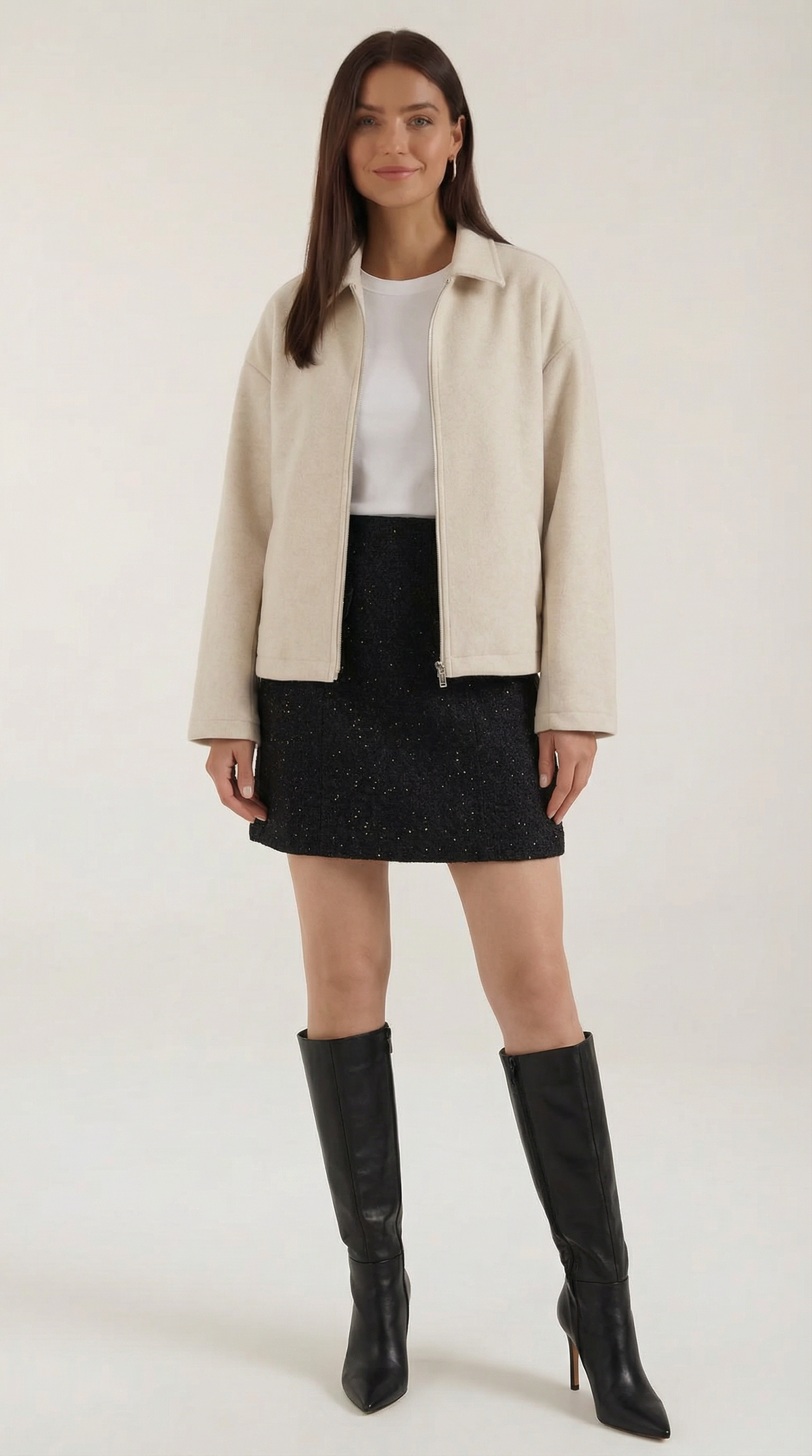 Eva | chaqueta con cremallera frontal continua y cuello clásico