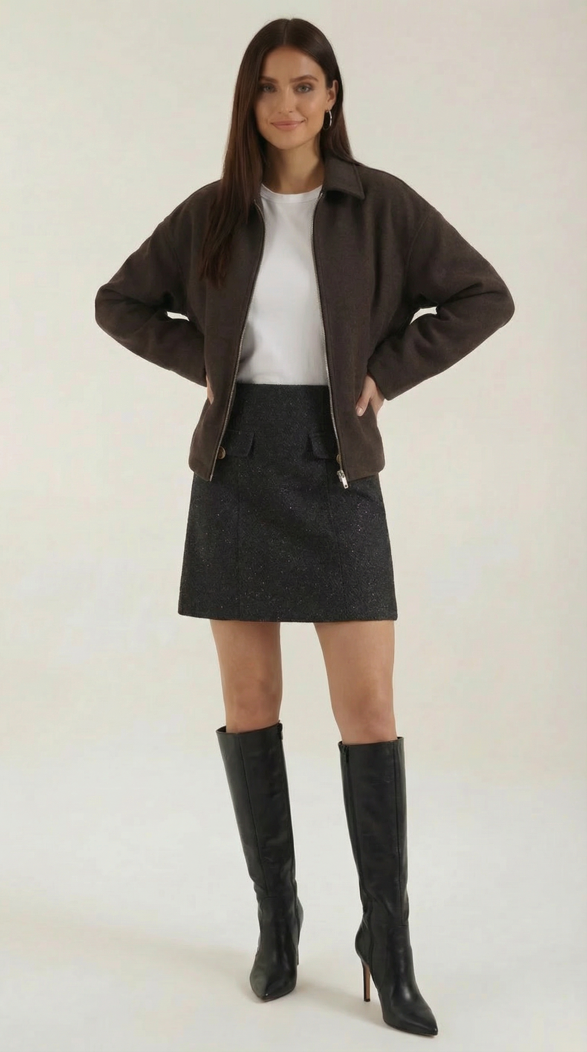Eva | chaqueta con cremallera frontal continua y cuello clásico