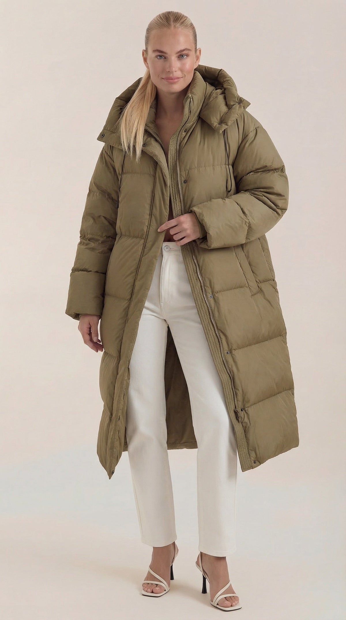 Pilar | abrigo acolchado largo con capucha oversize